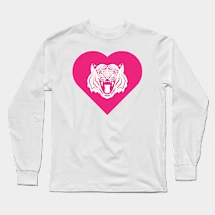 Tiger Mascot Cares Pink Long Sleeve T-Shirt